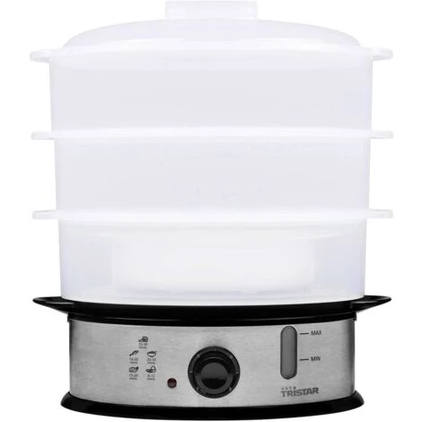 Tristar VS-3914 Cuiseur Vapeur Acier Inoxydable, Noir