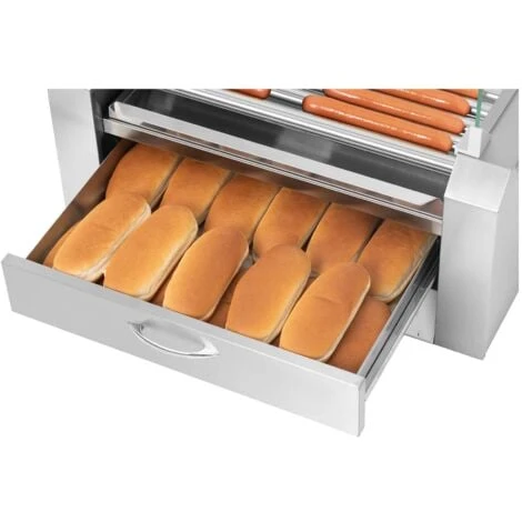 Grill A Saucisses Hot Dog Pains 11 Rouleaux 2 600 W 2 Zones Chauffantes Tiroir – Image 4