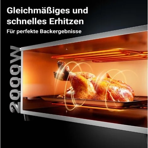 Four à Pizza électrique 2000W Avec Pierre Réfractaire Alimentaire Régualtion De Température – Image 5