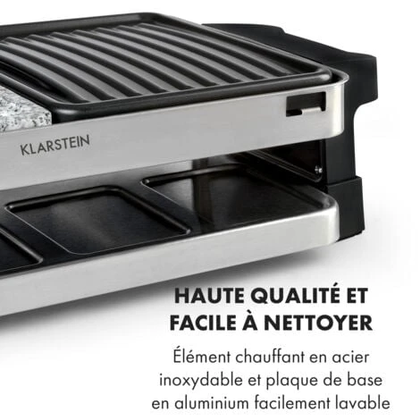 Sirloin Appareil à Raclette Pour 8 Personnes 1500W Aluminium & Pierre – Image 3