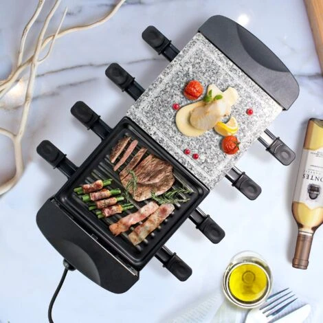 Set à Raclette 3 En 1, Grillade En Pierre Naturelle, Noir, Dimensions: 52 X 20,5 X 12,8 Cm – Image 2