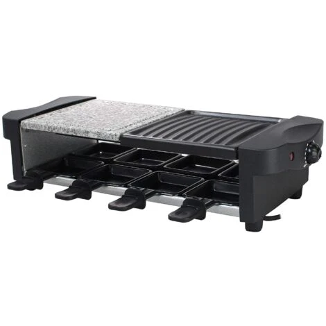 Set à Raclette 3 En 1, Grillade En Pierre Naturelle, Noir, Dimensions: 52 X 20,5 X 12,8 Cm – Image 3