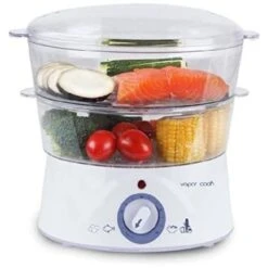 Cuiseur Vapeur à 2 Récipients Et Un Récipient Spécial Pour Le Riz. Capacité 5 Litres. Puissance 400W