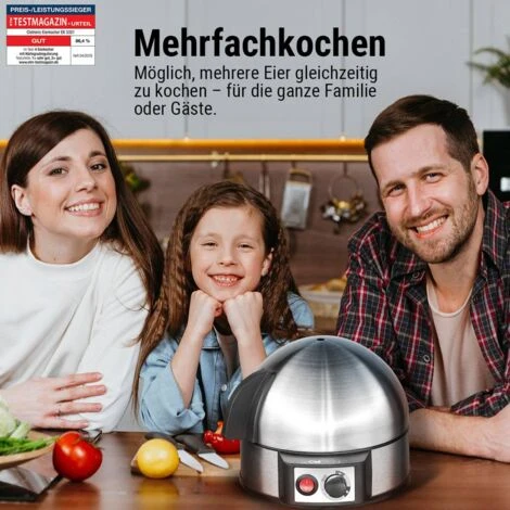 Clatronic EK3321 Cuiseur à Oeufs Avec Pique-œuf, Avec Verre Doseur Acier Inoxydable (brossé) – Image 3