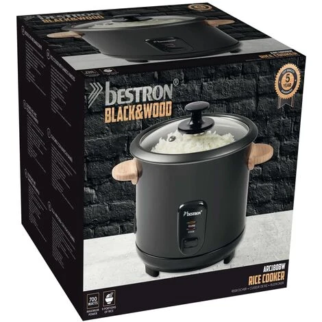 Cuiseur à Riz Avec Poignées En Bambou ARC180BW 1,8 L 700W Noir Bestron – Image 3