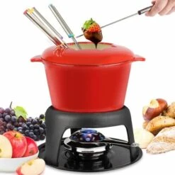 Service à Fondue, Caquelon, Rouge, Matériau: émail En Porcelaine, Fonte