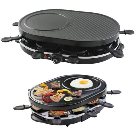MaxxHome Appareil à Raclette - Ensemble De Gourmet - Raclette - Grill - 8 Personnes