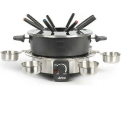 LIVOO DOC264 Appareil A Fondue électrique 1000W - 1,8L - 8 Fourchettes A Fondue Et Collerette Incluses - Thermostat Ajustable…
