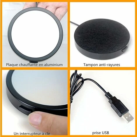 Déstockage Chauffe Tasse De Café,USBdessous De Verre Chauffant électrique,Chauffe-théières,fournit Une Température Constante Pour Le Café, Le Lait Et Les Boissons Au Bureau Et à La Maison – Image 5