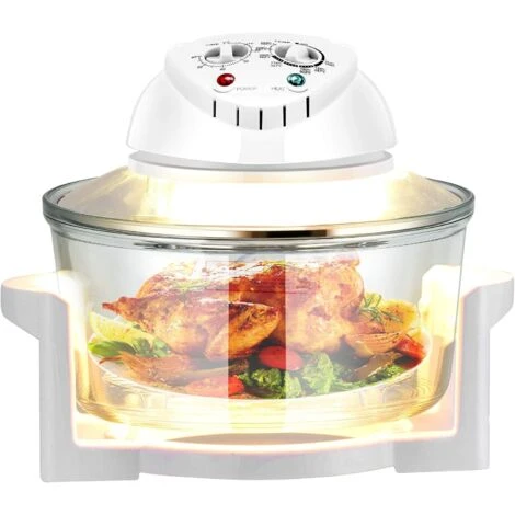 RELAX4LIFE Four à Convection Halogène 1400W, 12L, Température Réglable 65°C à 250°C, Chauffage De Synchronisation 1H Facile à Utiliser Et à Nettoyer