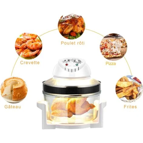 RELAX4LIFE Four à Convection Halogène 1400W, 12L, Température Réglable 65°C à 250°C, Chauffage De Synchronisation 1H Facile à Utiliser Et à Nettoyer – Image 3