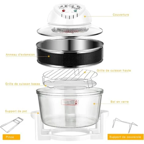 RELAX4LIFE Four à Convection Halogène 1400W, 12L, Température Réglable 65°C à 250°C, Chauffage De Synchronisation 1H Facile à Utiliser Et à Nettoyer – Image 4