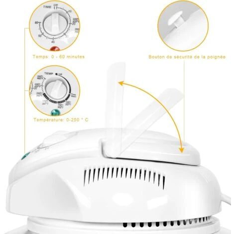 RELAX4LIFE Four à Convection Halogène 1400W, 12L, Température Réglable 65°C à 250°C, Chauffage De Synchronisation 1H Facile à Utiliser Et à Nettoyer – Image 5