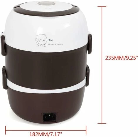 2L Boîte à Lunch Électrique Boîte De Nourriture Portable Boite Chauffante Repas Cuiseur à Riz à Vapeur 3 Couches 220V Pot Intérieur En Acier Inoxydable – Image 4
