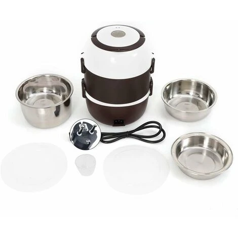 2L Boîte à Lunch Électrique Boîte De Nourriture Portable Boite Chauffante Repas Cuiseur à Riz à Vapeur 3 Couches 220V Pot Intérieur En Acier Inoxydable – Image 5