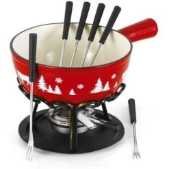 TABLE ET COOK - Service à Fondue 24cm Alpestre Rouge