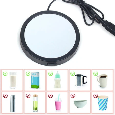 Chauffe-tasse électrique USB, Avec Arrêt Automatique, Pour Café, Cacao, Thé, Lait, Noir – Image 3