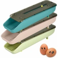 Boîte De Rangement Automatique à Oeufs, En Plastique, Pour Cuisine, Réfrigérateur, Rangement à œufs, Panier à œufs, Plateau (3 Pièces)