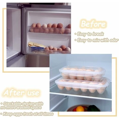 2 Pièces Boite A Oeufs Frigo, Boite Oeufs Plastique Transparent, Boite A œufs Pour Réfrigérateur Avec Couvercle, Porte-œufs Empilable Capacité Pour 10 œufs (Transparent) – Image 5