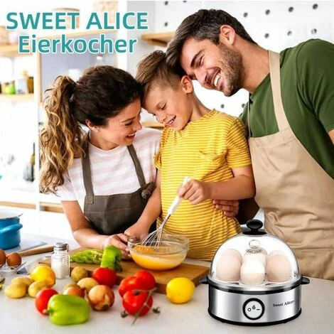 Cuiseur à œufs, Cuiseur à œufs Électrique Sweet Alice 360 W Appareil Vapeur Sans BPA Pour 1 à 7 œufs Doseur Et Perce-oeufs Inclus – Image 4