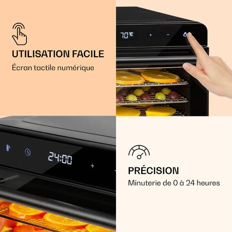 Déshydrateur Alimentaire Klarstein Shaftesbury 700w - Minuterie - 30-85°c - Noir – Image 3