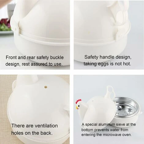 Egg Boiler,Cuiseur à Oeufs Big Boiley 13.3 15.7 15.7cm, Micro-ondes Boiler Rapid Egg Cooking Appliances,4 Oeufs – Image 5