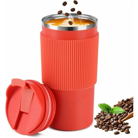 Tasse Thermique. Tasse De Voyage En Acier Inoxydable De 450 Ml. Isolation à Double Paroi. Tasse à Café Automatique Pour Aller Prendre Le Thé. Café. Tasse De Voyage à Café Chaud Et Froid (orange) – Image 3