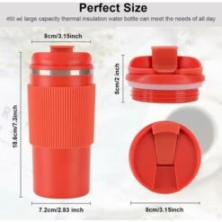 Tasse Thermique. Tasse De Voyage En Acier Inoxydable De 450 Ml. Isolation à Double Paroi. Tasse à Café Automatique Pour Aller Prendre Le Thé. Café. Tasse De Voyage à Café Chaud Et Froid (orange)