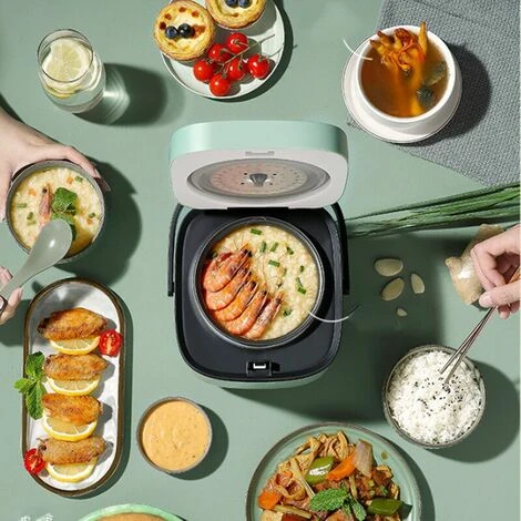 Mini Cuiseur à Riz 1,2 L, 1-2 Personnes, Support Préréglé Pour Garder Au Chaud, Cuiseur à Riz Multifonction,vert Foncé – Image 4