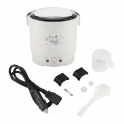 Mini Cuiseur à Riz, Cuiseur à Vapeur électrique 12V 100W 1L, Cuiseur à Vapeur De Voyage Portable Petit, Tout-en-1 Multi Cooker Pot étanche Antiadhésif Fonction De Maintien Au Chaud(blanc)
