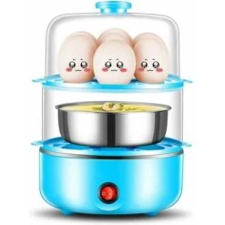 Cuiseur à œufs 2 En 1 Cuiseur à Vapeur Pour œufs Mini Chaudière Cuiseur à œufs 2/3 Couches Cuiseur Vapeur électrique Multifonction Spot Jusqu'à 7 œufs Prévenir La Maison