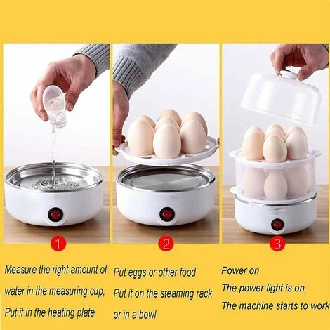 Cuiseur à œufs 2 En 1 Cuiseur à Vapeur Pour œufs Mini Chaudière Cuiseur à œufs 2/3 Couches Cuiseur Vapeur électrique Multifonction Spot Jusqu'à 7 œufs Prévenir La Maison – Image 4