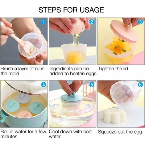 Lot De 4 Moules à œufs Cuits à La Vapeur En Silicone De Qualité Alimentaire Pour Bébé – Image 4