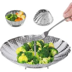 Panier à Vapeur En Acier Inoxydable Pour Aliments Et Légumes, Panier à Vapeur Extensible De Qualité Supérieure Pour S'adapter à Différentes Tailles De Pots.